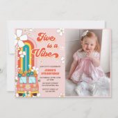 Invitation Retro Rainbow Five est un Vibe Super 5e anniversai (Devant)