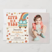 Invitation Retro Rainbow Five est un Vibe Super 5e anniversai (Devant)