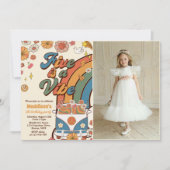 Invitation Retro Rainbow Five est un Vibe Super 5e anniversai (Devant)