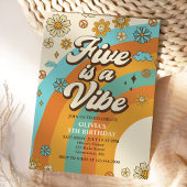Invitation Retro Rainbow Five est un Vibe Super 5e anniversai