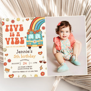 Invitation Retro Rainbow Five est un Vibe Super 5e anniversai