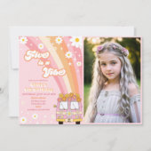 Invitation Retro Rainbow Five est un Vibe Super 5e anniversai (Devant)