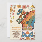 Invitation Retro Rainbow Five est un Vibe Super 5e anniversai (Devant)