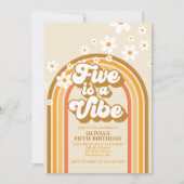 Invitation Retro Rainbow FIVE est une ambiance Groovy 5e anni (Devant)