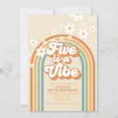 Invitation Retro Rainbow FIVE est une ambiance Groovy 5e anni (Devant)