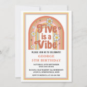 Invitation Retro Rainbow FIVE est une Vibes Groovy 5ème Anniv (Devant)