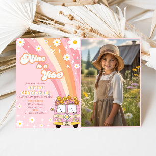 Invitation Retro Rainbow Nine est un Vibe Super 9e anniversai