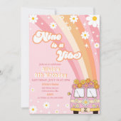 Invitation Retro Rainbow Nine est une ambiance Anniversaire G (Devant)