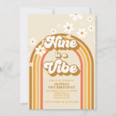 Invitation Retro Rainbow Nine est une Vibration Groovy 9e Ann (Devant)