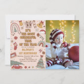 Invitation Retro Rainbow Onederful Noël 1er anniversaire (Devant)