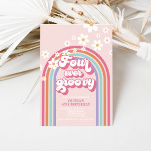 Invitation Retro Rainbow Quatre Ans Toujours Groovy