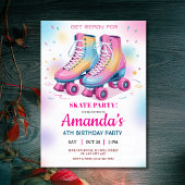 Invitation Retro Rainbow Roller Skate Anniversaire