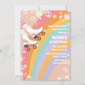 Invitation Retro Rainbow Roller Skating Birthday (Devant)