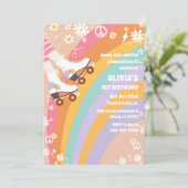 Invitation Retro Rainbow Roller Skating Birthday (Debout devant)