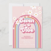 Invitation Retro Rainbow Seven est une Vibe 7e anniversaire (Devant)