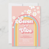 Invitation Retro Rainbow Seven est une Vibration Anniversaire (Devant)