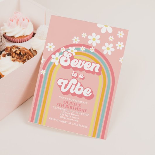 Invitation Retro Rainbow Seven est une Vibration Anniversaire
