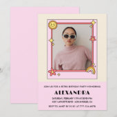 Invitation Retro Rainbow Sun Photo rose 36e anniversaire (Devant / Derrière)