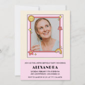 Invitation Retro Rainbow Sun Photo rose 58e anniversaire (Devant)