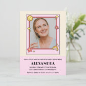 Invitation Retro Rainbow Sun Photo rose 59e anniversaire (Debout devant)