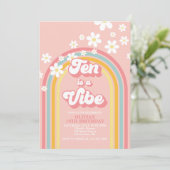 Invitation Retro Rainbow Ten est un Vibe Super 10e anniversai (Debout devant)