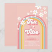 Invitation Retro Rainbow Ten est un Vibe Super 10e anniversai (Devant / Derrière)