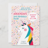 Invitation Retro Rainbow Unicorn Party (Devant)