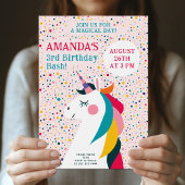 Invitation Retro Rainbow Unicorn Party
