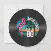 Invitation Retro Record Tropical Neon Flamant rose 80e annive (Devant)