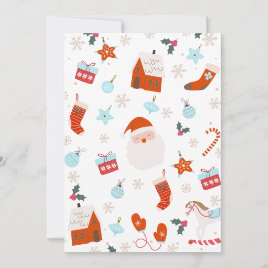 Invitation Retro Red Blue Boys Père Noël Baby shower bébé (Dos)