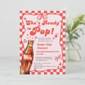 Invitation Retro Red Checker Ready to Pop Cola Baby Shower (Debout devant)