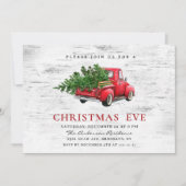 Invitation Rétro Red Farm Camion Birch Noël Réveillon (Devant)