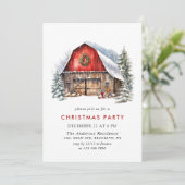 Invitation Retro Red Farm Grange Noël Fête (Debout devant)