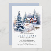 Invitation Retro Red Farm Grange Noël Open House (Devant / Derrière)