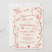 Invitation Retro Red Galentine Love in the air bridal shower (Devant)
