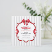 Invitation Retro Red, Gray & White Wedding Bridal Shower (Debout devant)