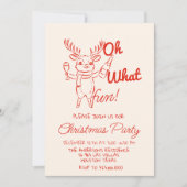 Invitation Retro Red Oh Quel Amusant Noël Reinder Party (Devant)