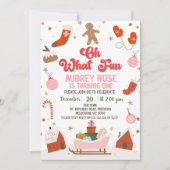 Invitation Retro Red Oh What Fun Noël 1er Anniversaire (Devant)