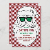 Invitation Retro Red Pink Checkered Santa Claus Christmas (Devant / Derrière)