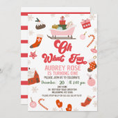 Invitation Retro Red Pink Oh What Fun Noël 1er Anniversaire (Devant / Derrière)