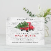 Invitation Retro Red Truck Birch Noël VACANCES OUVERTES MAISO (Debout devant)