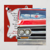 Invitation Retro Red Truck fête d'anniversaire (Devant / Derrière)