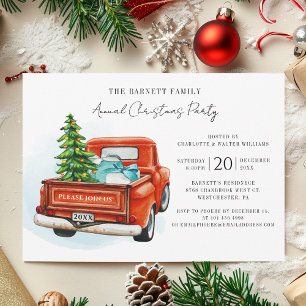 Invitation Retro Red Truck fête de Noël annuelle