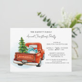 Invitation Retro Red Truck fête de Noël annuelle (Debout devant)