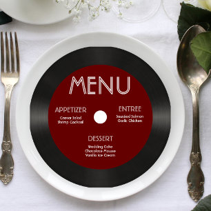 Invitation Retro Red Vinyl Record Noce Menu Réception