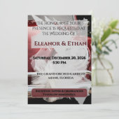 Invitation Retro Red VW Beetle Car White Bow Wedding Invitati (Debout devant)