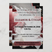 Invitation Retro Red VW Beetle Car White Bow Wedding Invitati (Devant / Derrière)