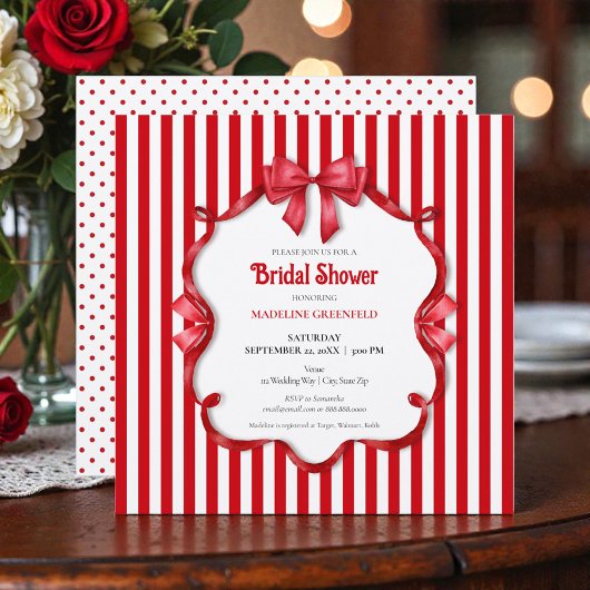 Invitation Retro Red & White Wedding Bridal Shower