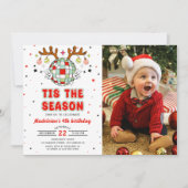 Invitation Retro Reindeer Noël Anniversaire Photo (Devant)