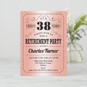 Invitation Retro Retirement Party - Rose Gold Black (Debout devant)